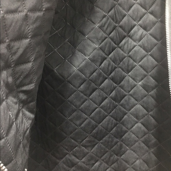 Large Quilted black faux leather asymmetrical zipper 3/4 length fits 8-10 - Picture 6 of 8